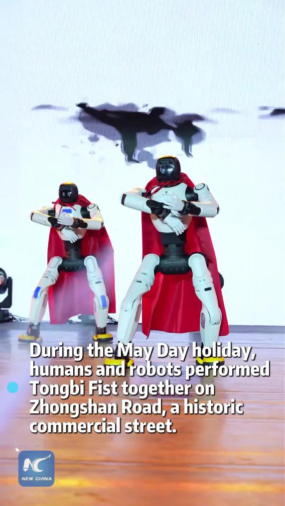 Humans and robots showcase martial arts skills in Xiamen