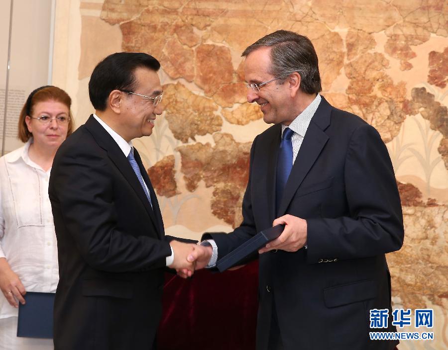 6月21日，國(guó)務(wù)院總理李克強(qiáng)與希臘總理薩馬拉斯共同出席希臘伊拉克利翁博物館新館開館儀式并發(fā)表講話。 新華社記者 龐興雷 攝