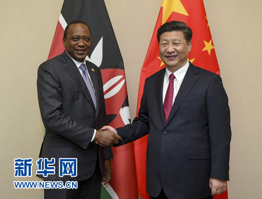 12月3日，國家主席習(xí)近平在約翰內(nèi)斯堡會見肯尼亞總統(tǒng)肯雅塔。新華社記者 謝環(huán)馳 攝