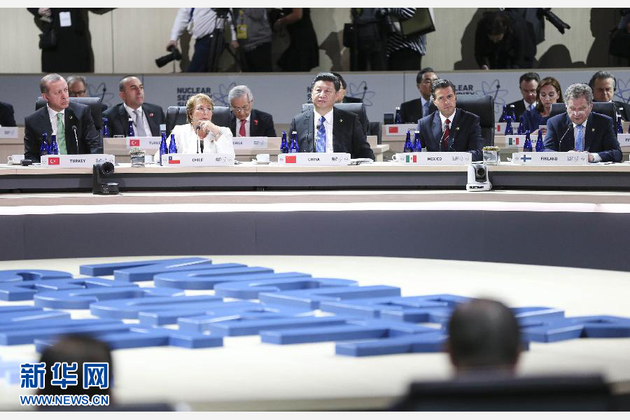 4月1日，第四屆核安全峰會(huì)在美國首都華盛頓舉行。國家主席習(xí)近平出席并發(fā)表題為《加強(qiáng)國際核安全體系，推進(jìn)全球核安全治理》的重要講話。新華社記者蘭紅光攝