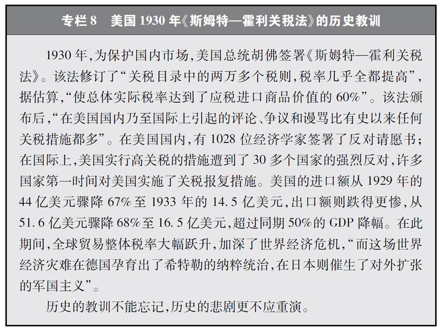 （圖表）[&ldquo;中美經(jīng)貿(mào)摩擦&rdquo;白皮書]專欄8 美國1930年《斯姆特&mdash;霍利關稅法》的歷史教訓